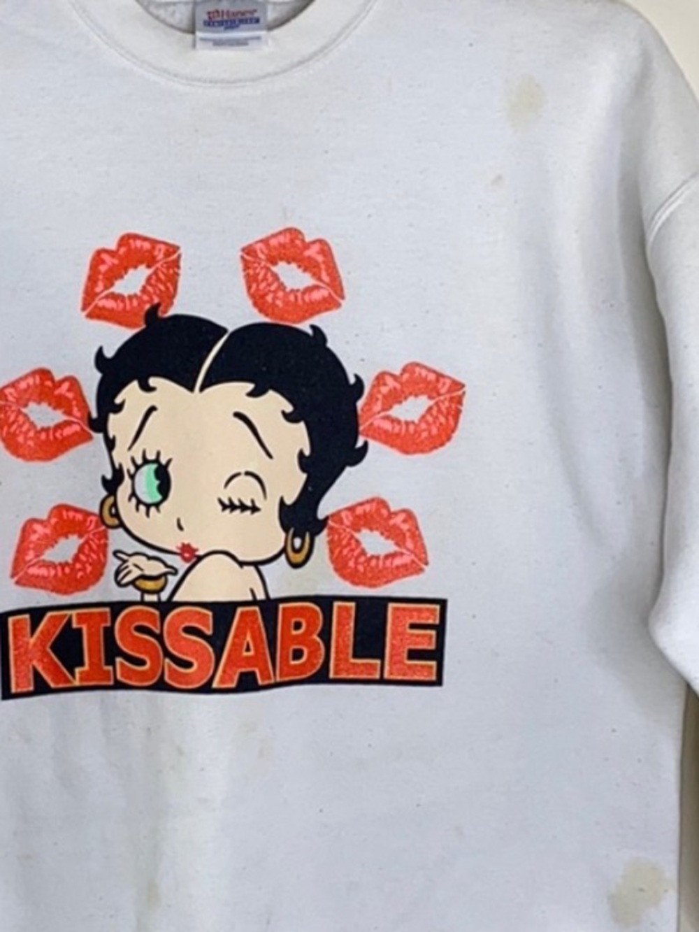 90s Thrashed Betty Boop Kissable Sweatshirt L Vintage